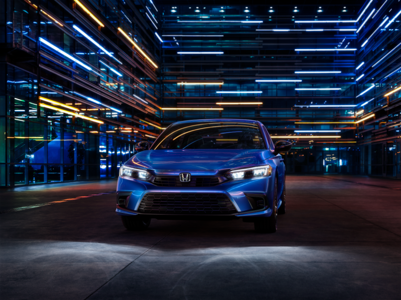 Blue Honda Civic parked